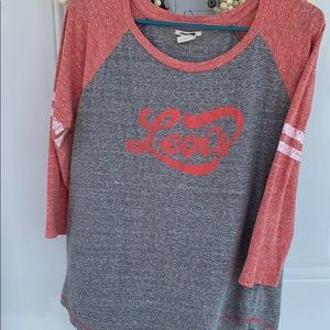 Levi’s red and gray 3/4 sleeve shirt